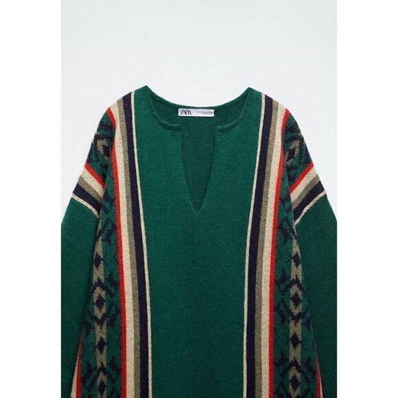 Zara Tunic Jacquard 50% Wool Blend Heavyweight New - Picture 3 of 6